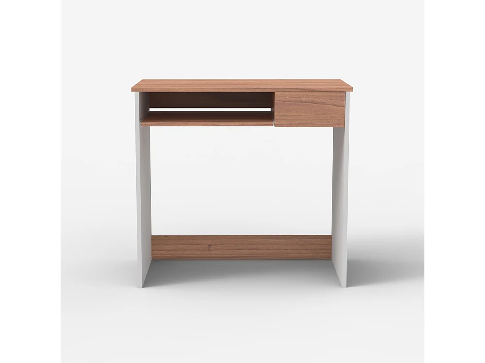 Scrivania salvaspazio 80cm ufficio smart working bianca e legno Madrid