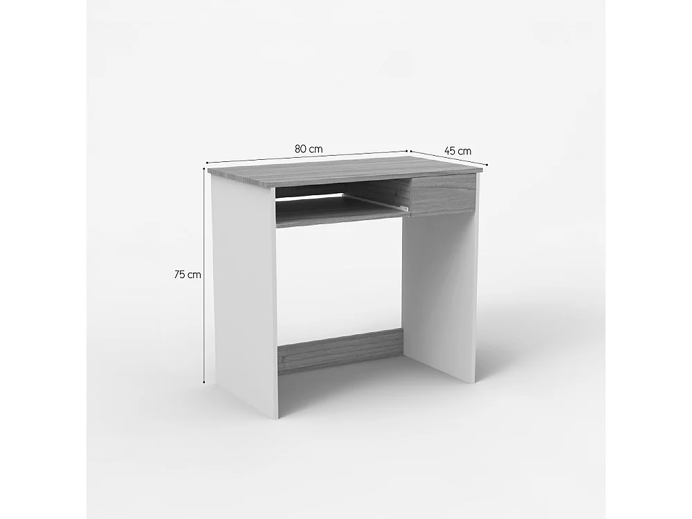 Scrivania salvaspazio 80cm ufficio smart working bianca e legno Madrid