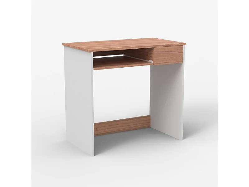 Scrivania salvaspazio 80cm ufficio smart working bianca e legno Madrid