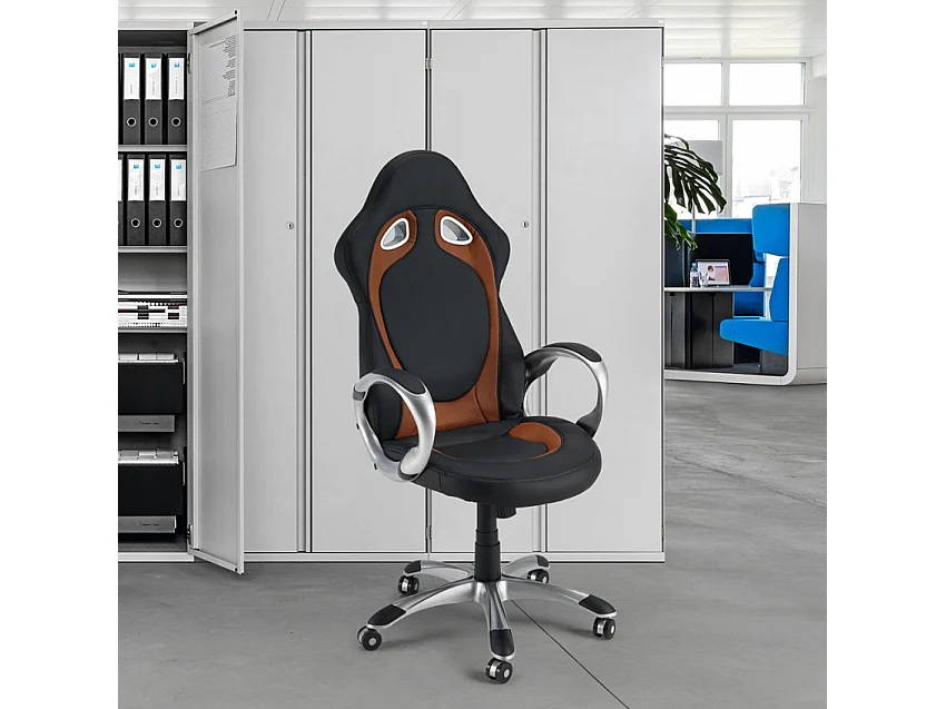 Silla ergonómica gamer y de oficina estilo deportivo Racer en polipiel Race