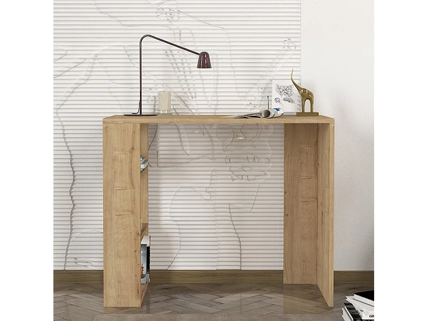 Scrivania studio ufficio 3 scaffali 90x40x74cm moderno in legno Netenya