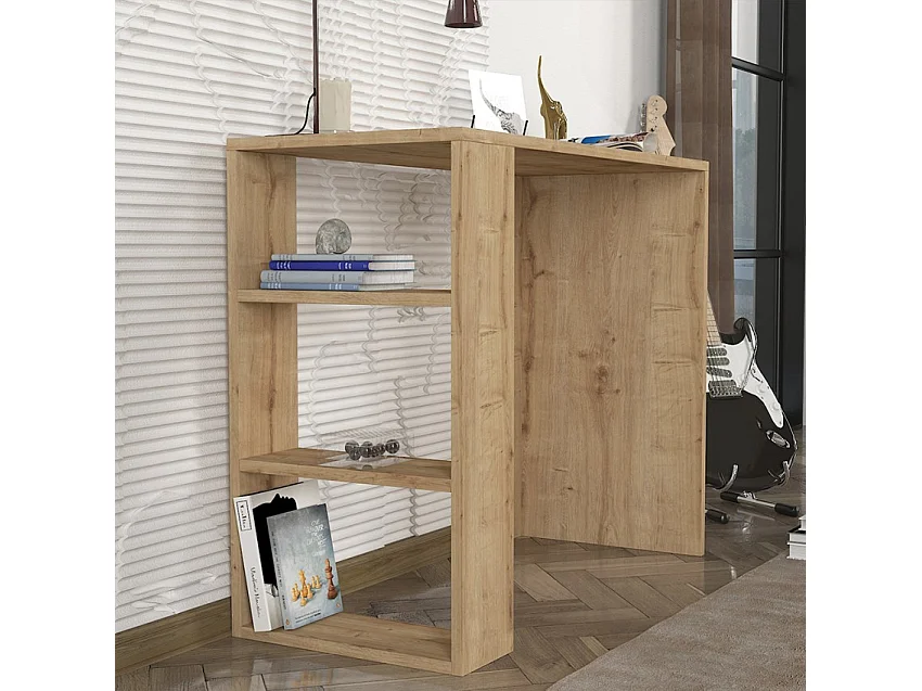 Scrivania studio ufficio 3 scaffali 90x40x74cm moderno in legno Netenya