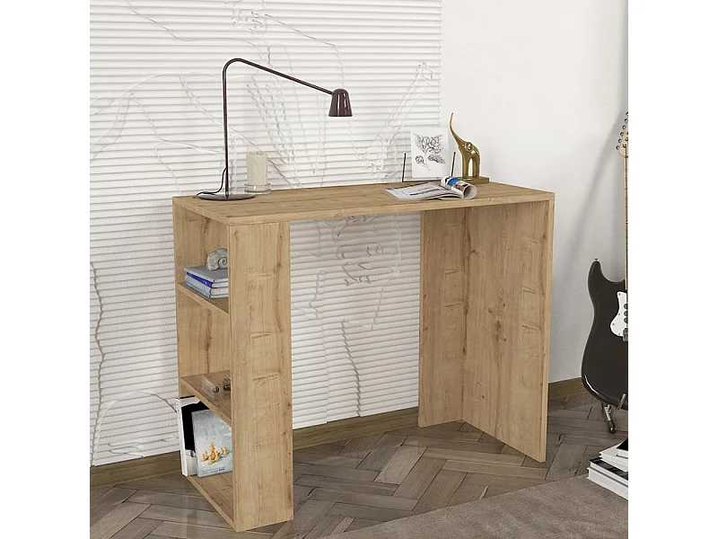 Scrivania studio ufficio 3 scaffali 90x40x74cm moderno in legno Netenya