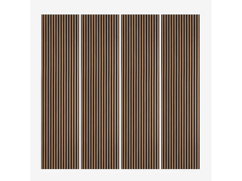 4 paneles acústicos decorativos 240 x 60 cm madera de nogal oscuro Kover-NS