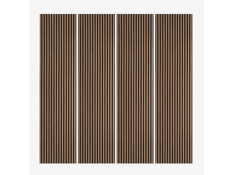 4 paneles acústicos decorativos 240 x 60 cm madera de nogal oscuro Kover-NS