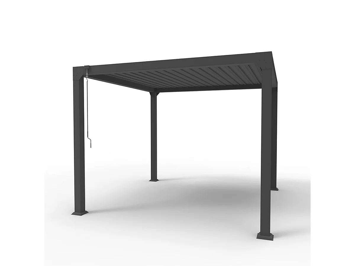 Pergola bioclimatica da giardino 3x3m manuale in alluminio Guadalupe - Grigio