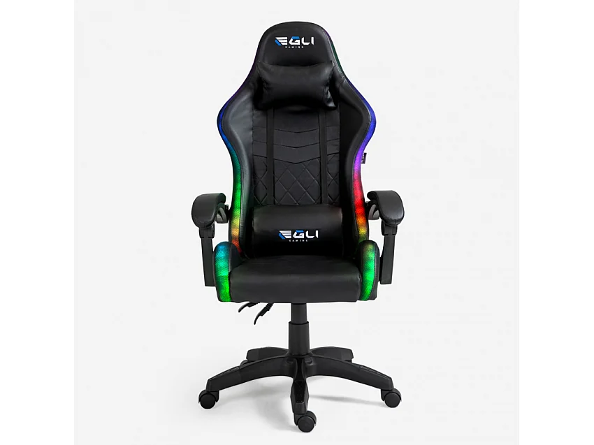 Silla Gaming ergonómico y cojín lumbar Egli con LED The Horde