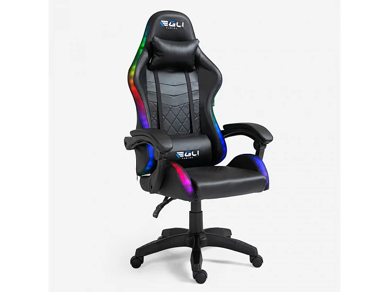 Silla Gaming ergonómico y cojín lumbar Egli con LED The Horde