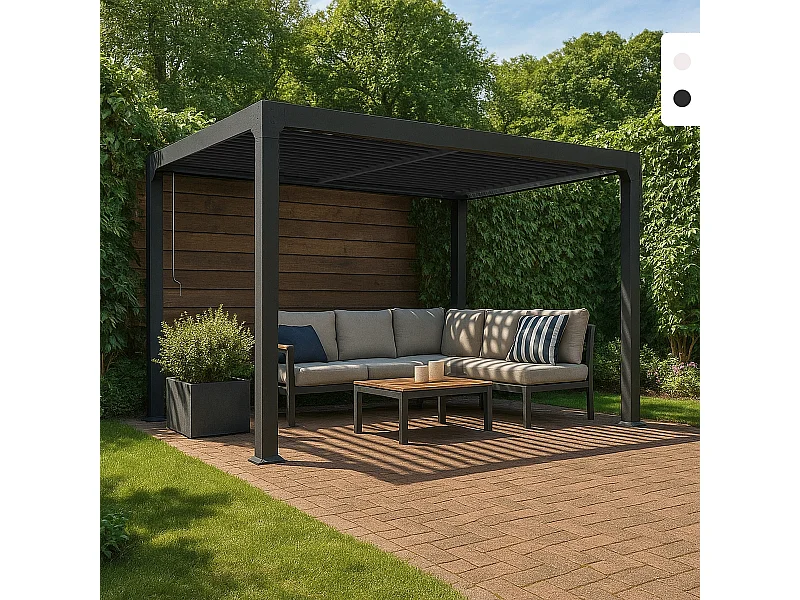Pérgola bioclimática 3x4 m para jardín de aluminio manual Trinidad - Gris