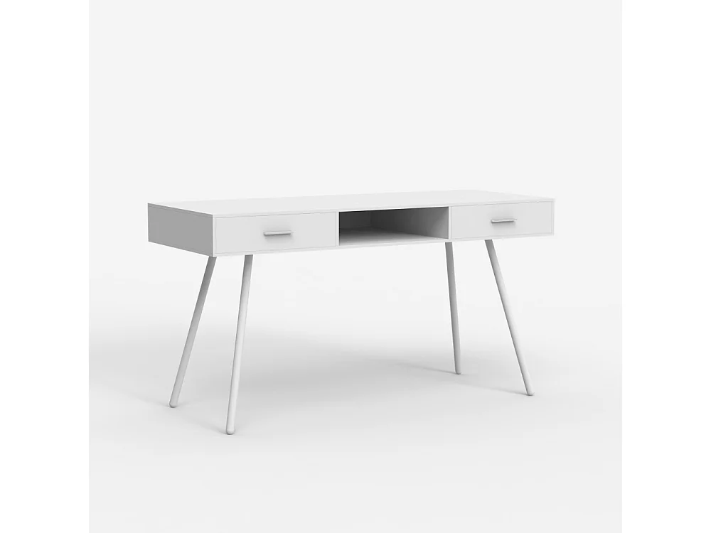 Scrivania stile nordico bianca scandinava con 2 cassetti 150x60cm Sidney