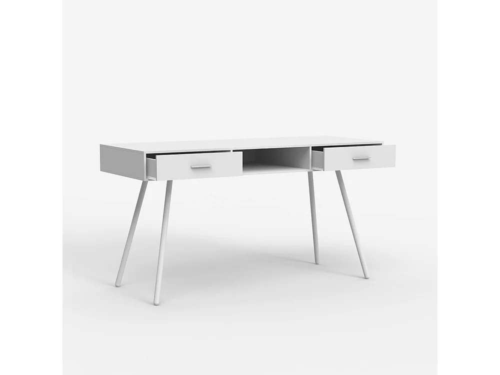Scrivania stile nordico bianca scandinava con 2 cassetti 150x60cm Sidney