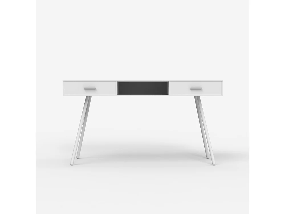 Scrivania stile nordico bianca scandinava con 2 cassetti 150x60cm Sidney