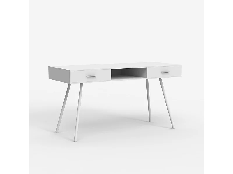Scrivania stile nordico bianca scandinava con 2 cassetti 150x60cm Sidney