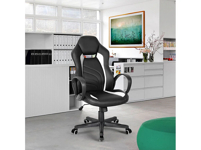 Silla de oficina ergonómica en polipiel estilo Racer Buriram