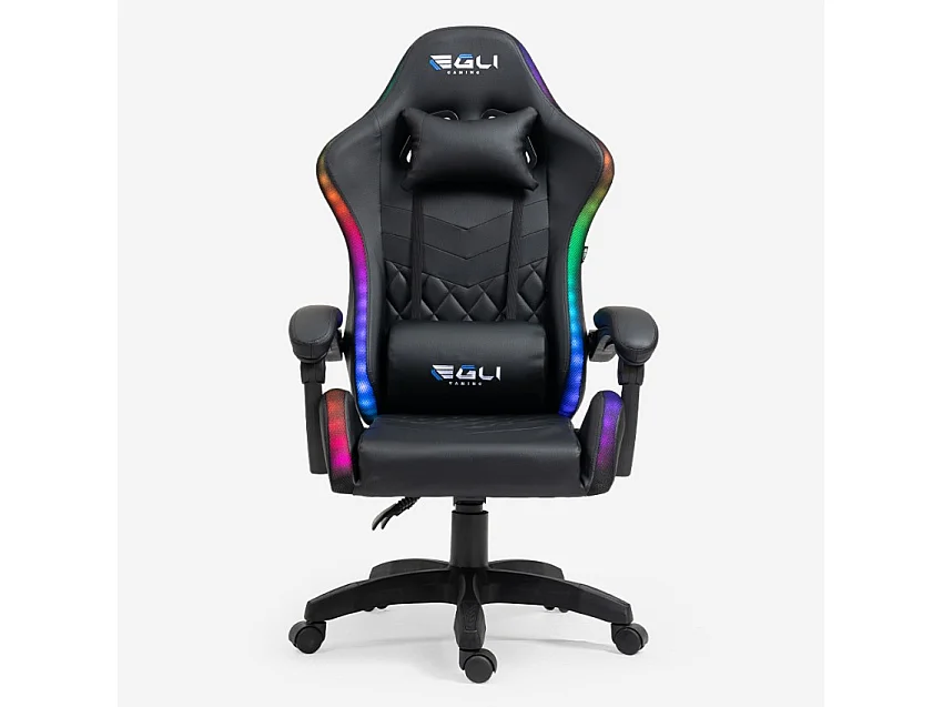 Silla gaming ergonómica RGB con LED en polipiel The Horde XL
