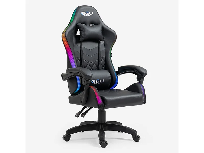 Silla gaming ergonómica RGB con LED en polipiel The Horde XL