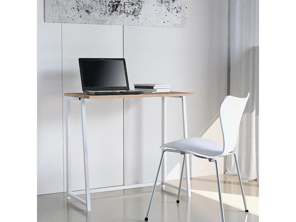 Scrivania da ufficio pieghevole bianca e legno salvaspazio 80x45x75 Wolly W