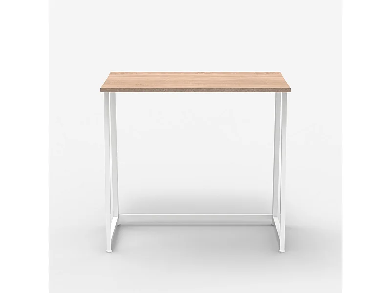 Platzsparender klappbarer Bürotisch in Weiß und Holz 80x45x75 Wolly W