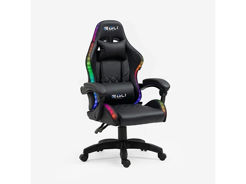 Silla de juegos ergonómica LED RGB 2 cojines The Horde junior