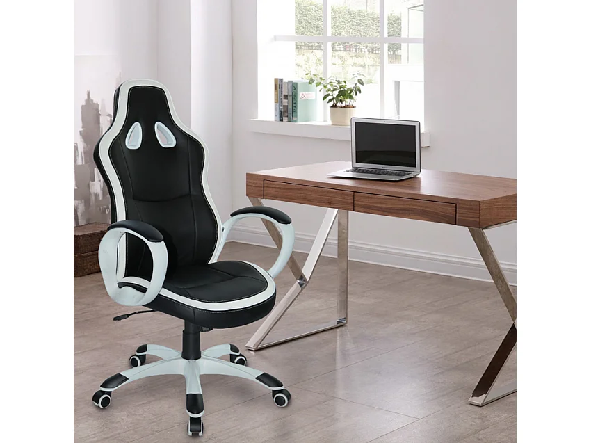 Silla gamer y de oficina ergonómica de polipiel con diseño deportivo Racer Super Sport