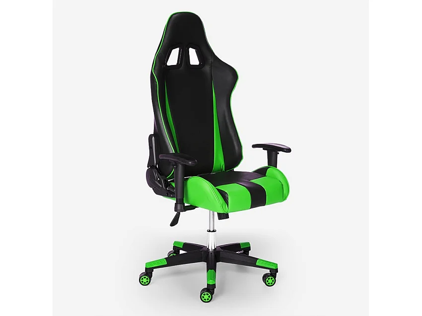 Silla gaming ergonómica con reposabrazos y cojines ajustables Adelaide Emerald