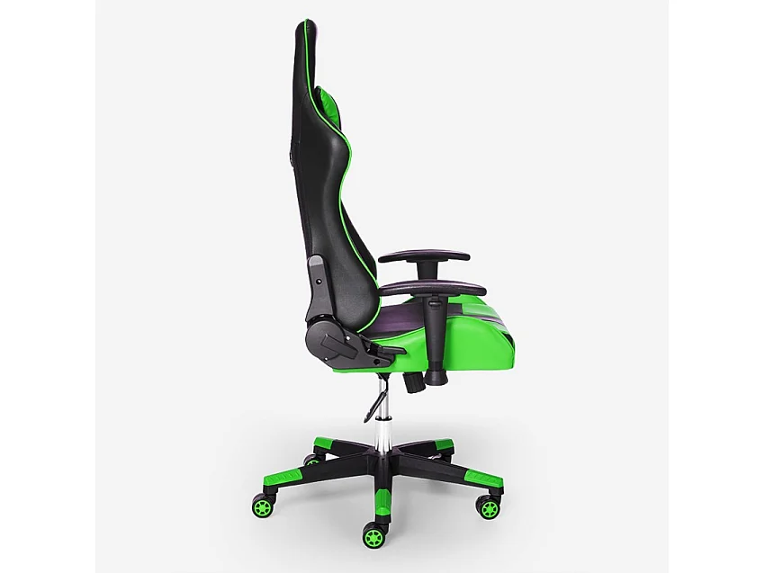 Silla gaming ergonómica con reposabrazos y cojines ajustables Adelaide Emerald