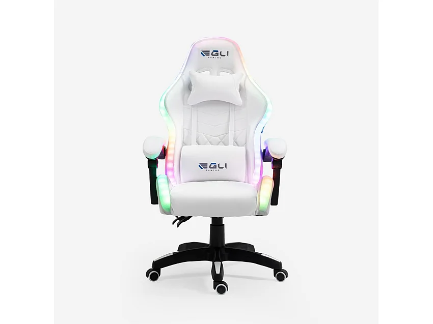 Silla gaming luces LED RGB silla ergonómica con 2 cojines Pixy Junior
