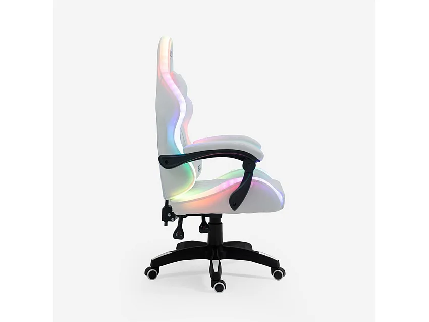 Silla gaming luces LED RGB silla ergonómica con 2 cojines Pixy Junior