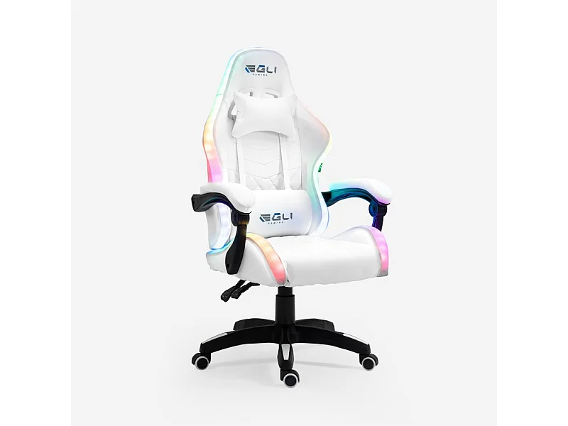 Silla gaming luces LED RGB silla ergonómica con 2 cojines Pixy Junior