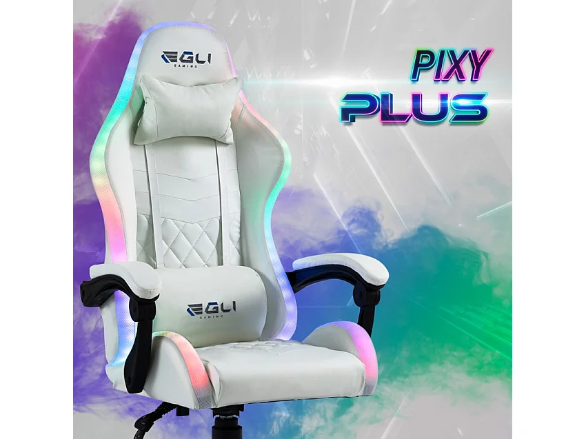 Silla gaming blanca silla LED reclinable ergonómica Pixy Plus