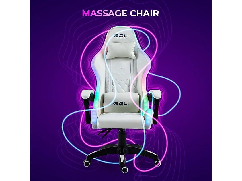 Silla gaming blanca silla LED reclinable ergonómica Pixy Plus
