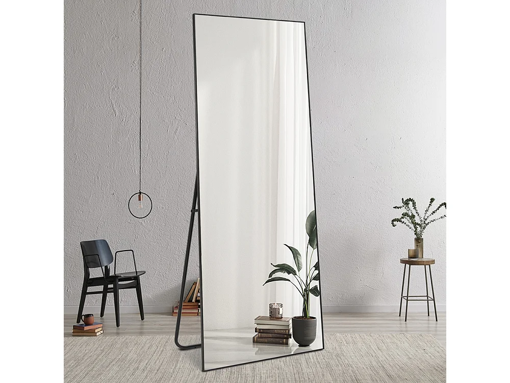 Wandspiegel 180x80cm groß aufrecht schwarz modern Hamstur-B