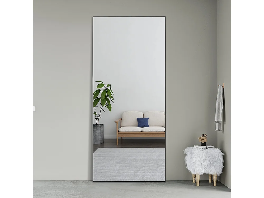 Wandspiegel 180x80cm groß aufrecht schwarz modern Hamstur-B