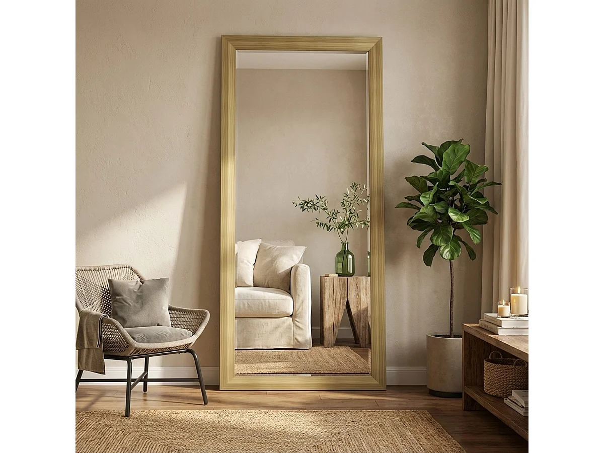 Espejo vertical 180x80cm de pared o suelo efecto madera Kommi