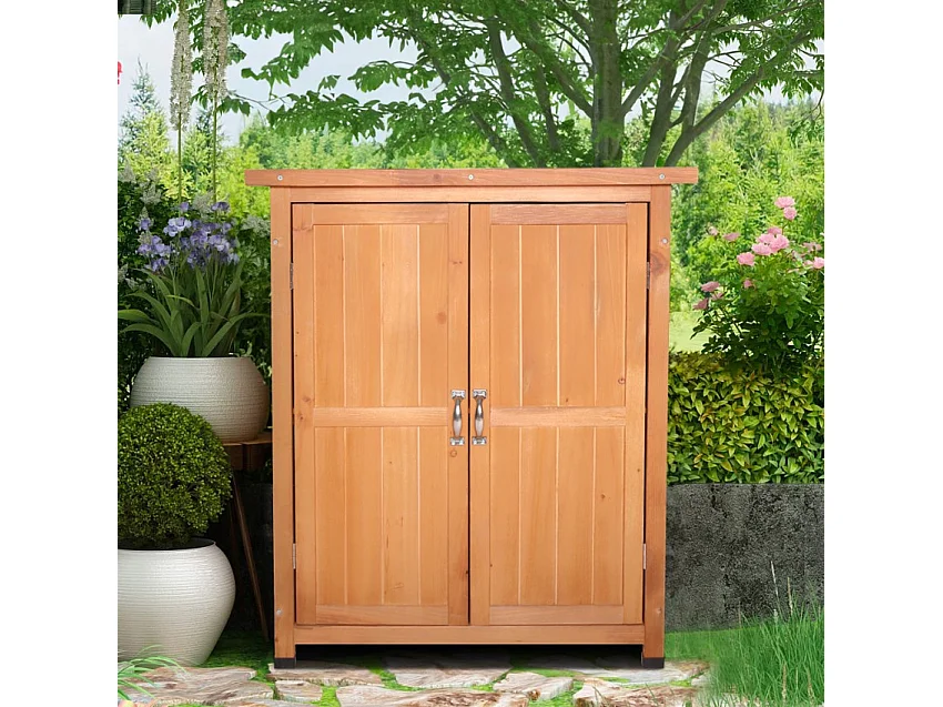 Garten Terrassenschrank Holz Aufbewahrungsschrank 74x43x88cm Gadwall