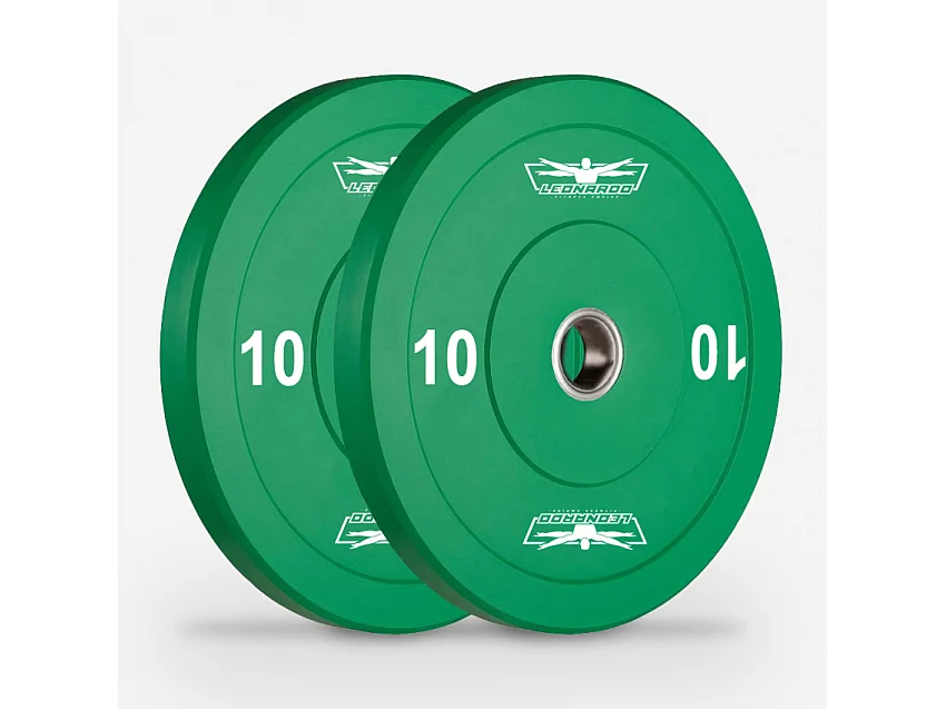 2 discos olímpicos de goma y acero de 10 kg parachoques cross training de 50 mm Hanzo