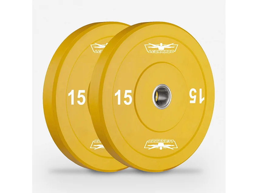 2 discos olímpicos de goma y acero de 15 kg parachoques cross training de 50 mm Hanzo