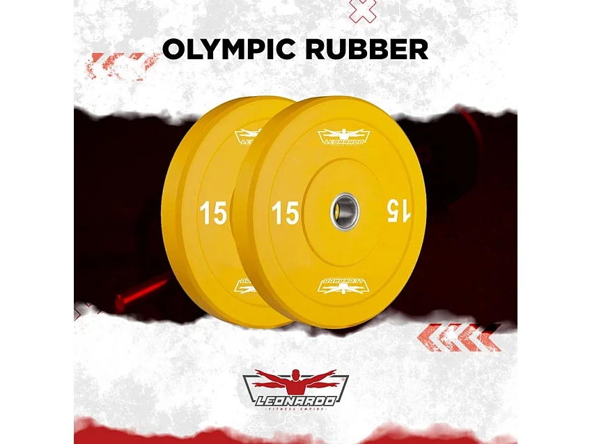 2 discos olímpicos de goma y acero de 15 kg parachoques cross training de 50 mm Hanzo