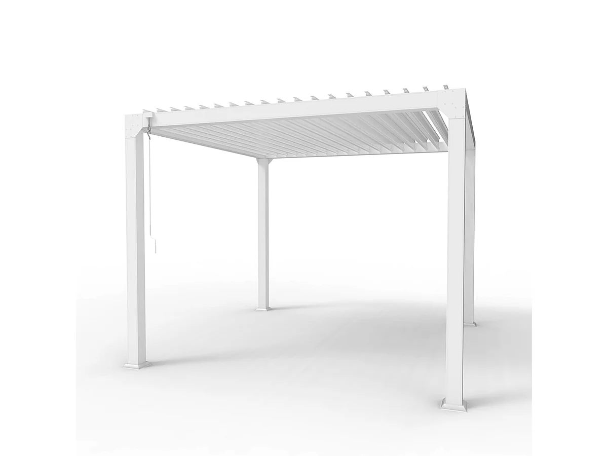 Pergola bioclimatica da giardino 3x3m manuale in alluminio Guadalupe - Bianco