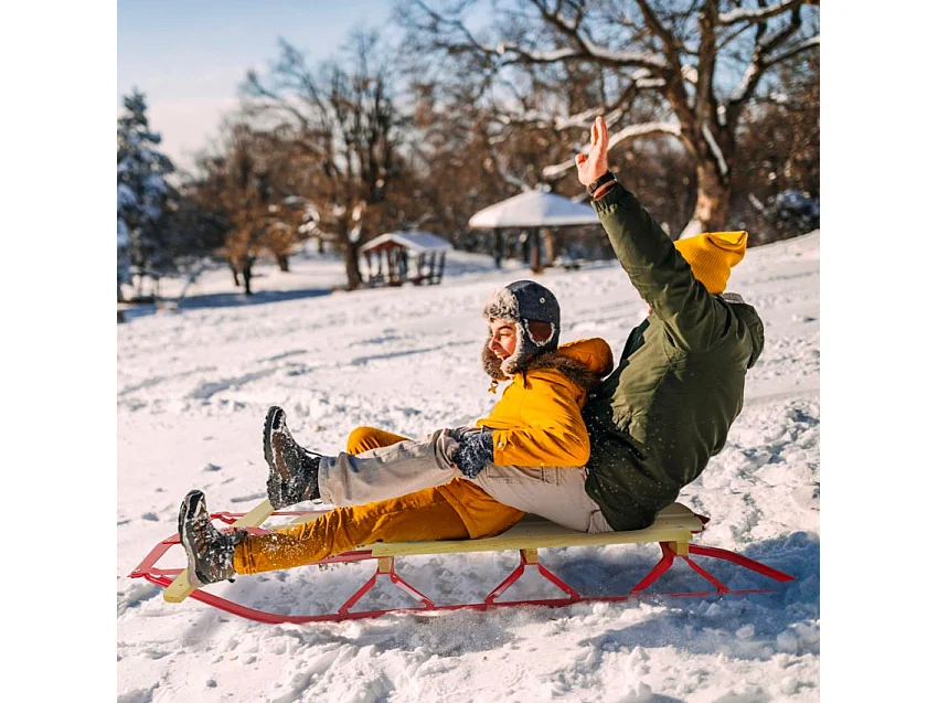 klassischer Schlitten für Kinder, 2-Sitzer aus Holz Vixen