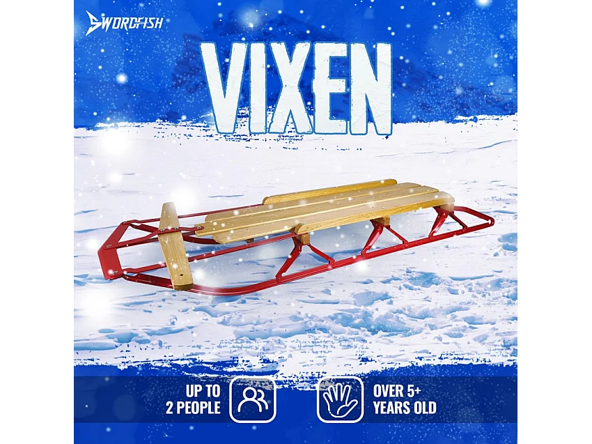 klassischer Schlitten für Kinder, 2-Sitzer aus Holz Vixen