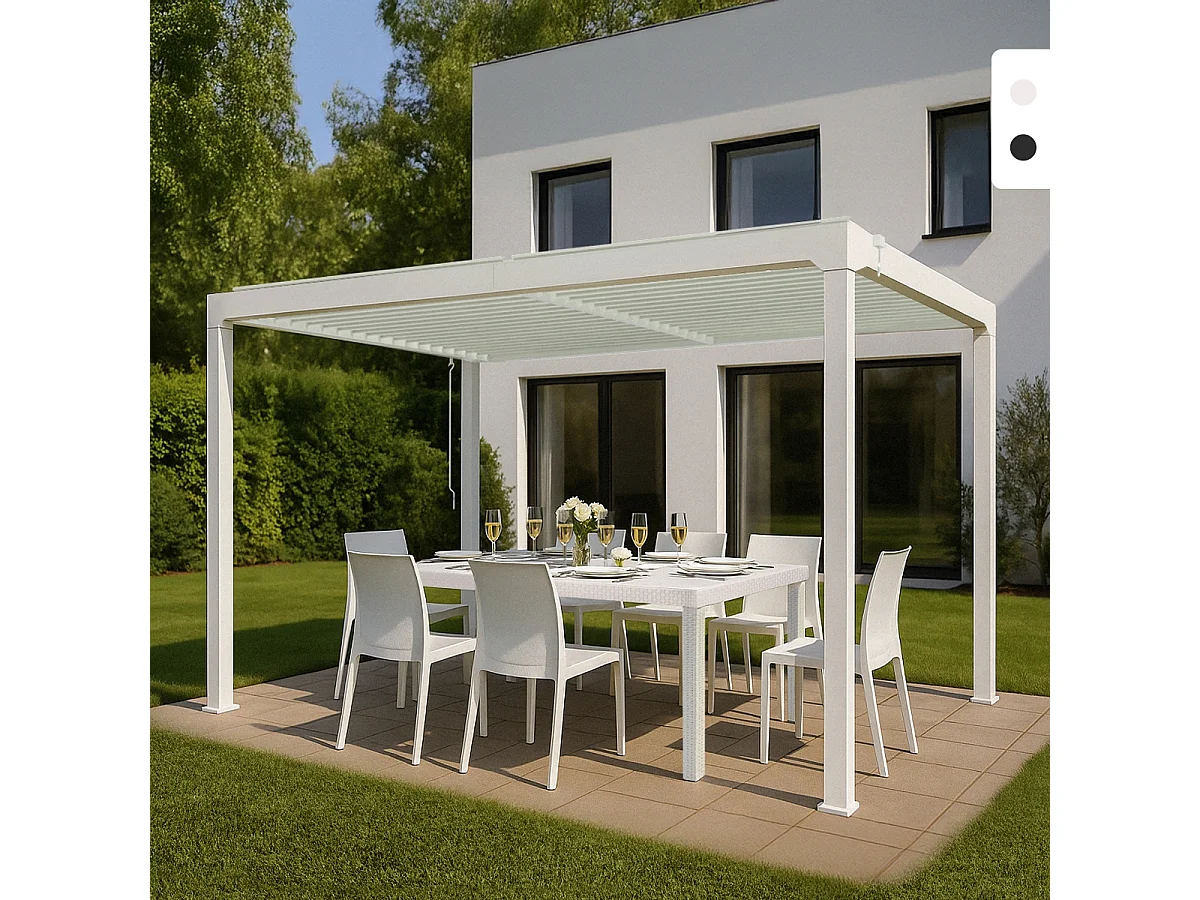 Pérgola bioclimática 3x4 m para jardín de aluminio manual Trinidad - Blanco