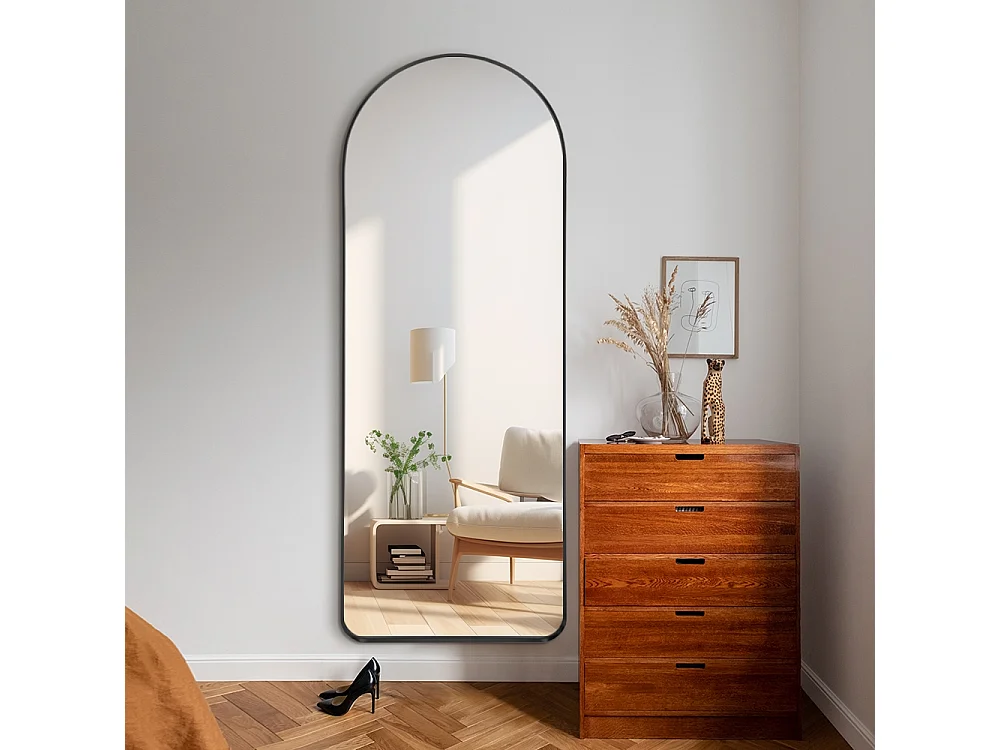 Wandspiegel mit schwarzem Rahmen 170x65cm modernes Design Selur