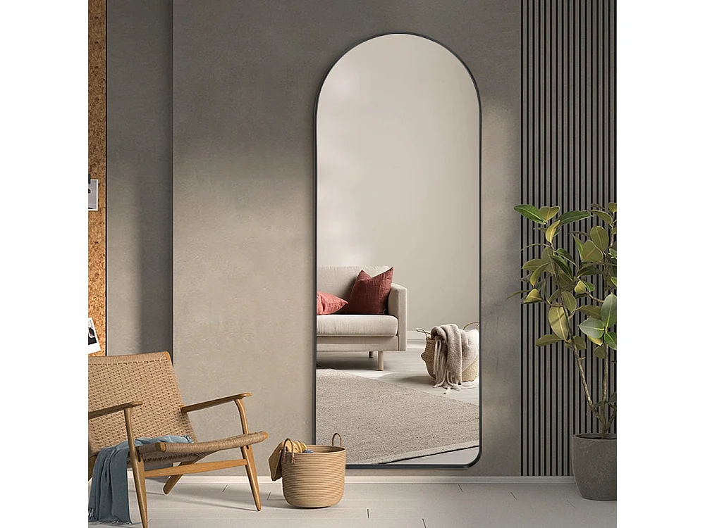 Wandspiegel mit schwarzem Rahmen 170x65cm modernes Design Selur