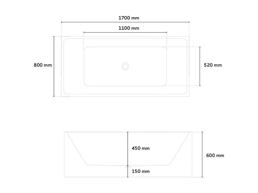 Bañera Independiente Diseño Clásico Rectangular De Resina Eubea