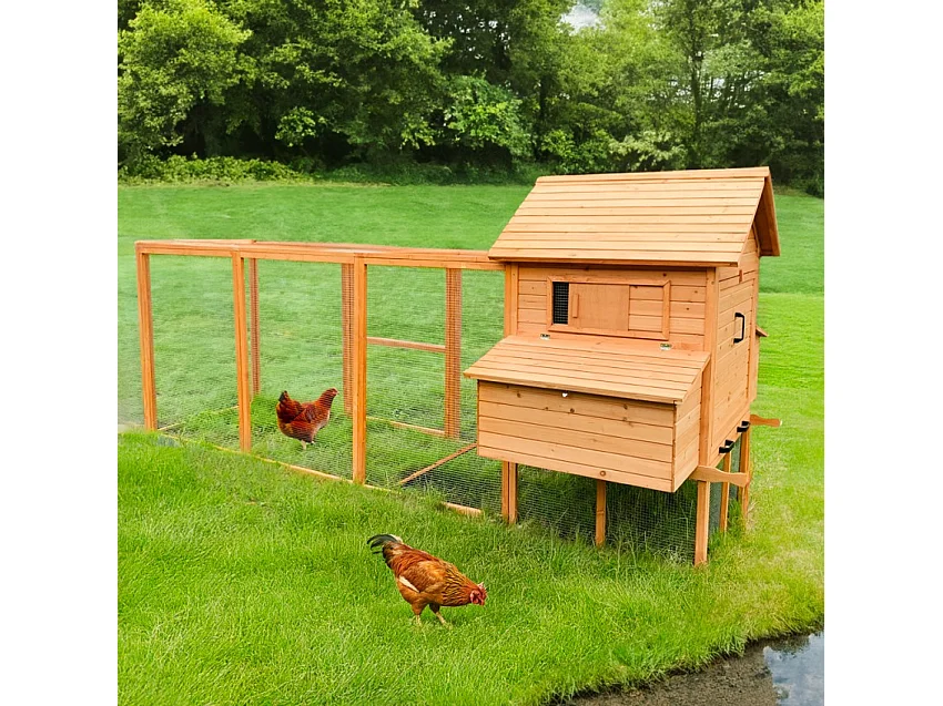 Gallinero corral elevado de madera para jardín 370x174x172 cm Hegg