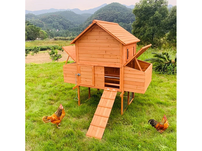 Gallinero corral elevado de madera para jardín 370x174x172 cm Hegg