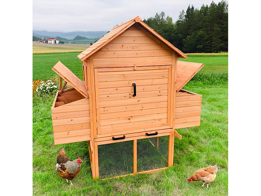 Gallinero corral elevado de madera para jardín 370x174x172 cm Hegg