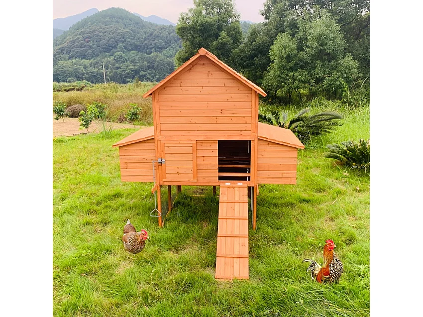 Gallinero corral elevado de madera para jardín 370x174x172 cm Hegg