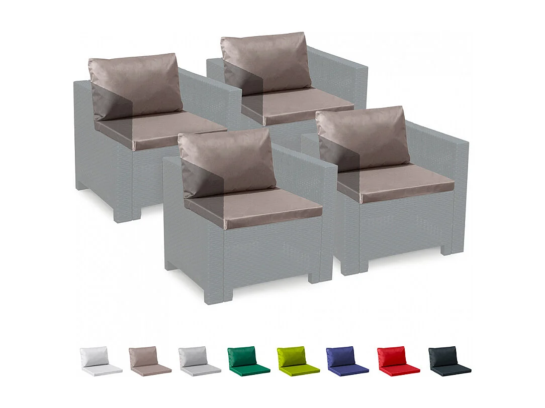 Cuscini ricambio salotto rattan impermeabili Bica Grand Soleil set 4 posti - Marrone